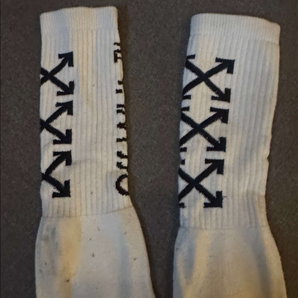 Off-White authentic Crew Socks with Black Logo Arrows. used but still life left. - Picture 2 of 4